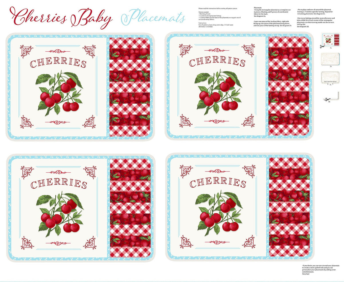 HENRY GLASS - Cherries Baby by Jessica Mundo - Placemats - Panel