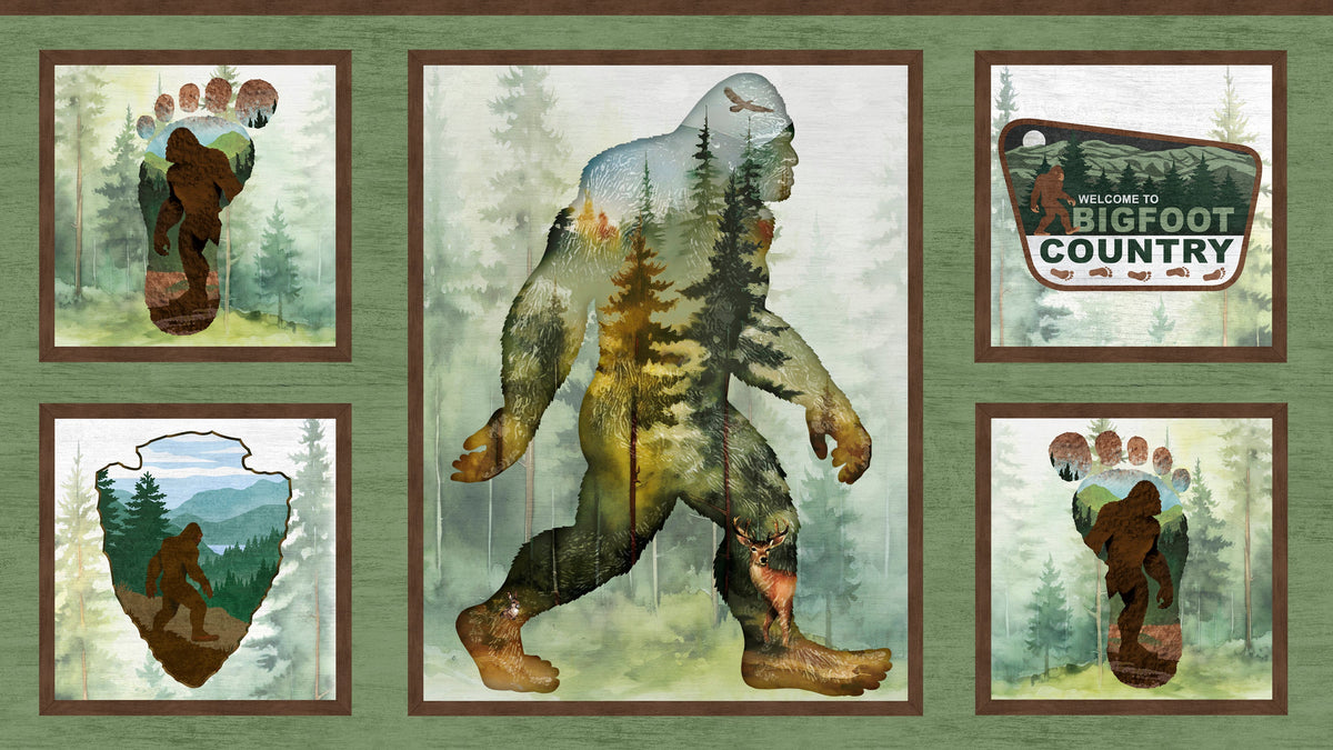 P&B TEXTILES - BigFoot Country - Bigfoots Blocks - Panel - PL1392