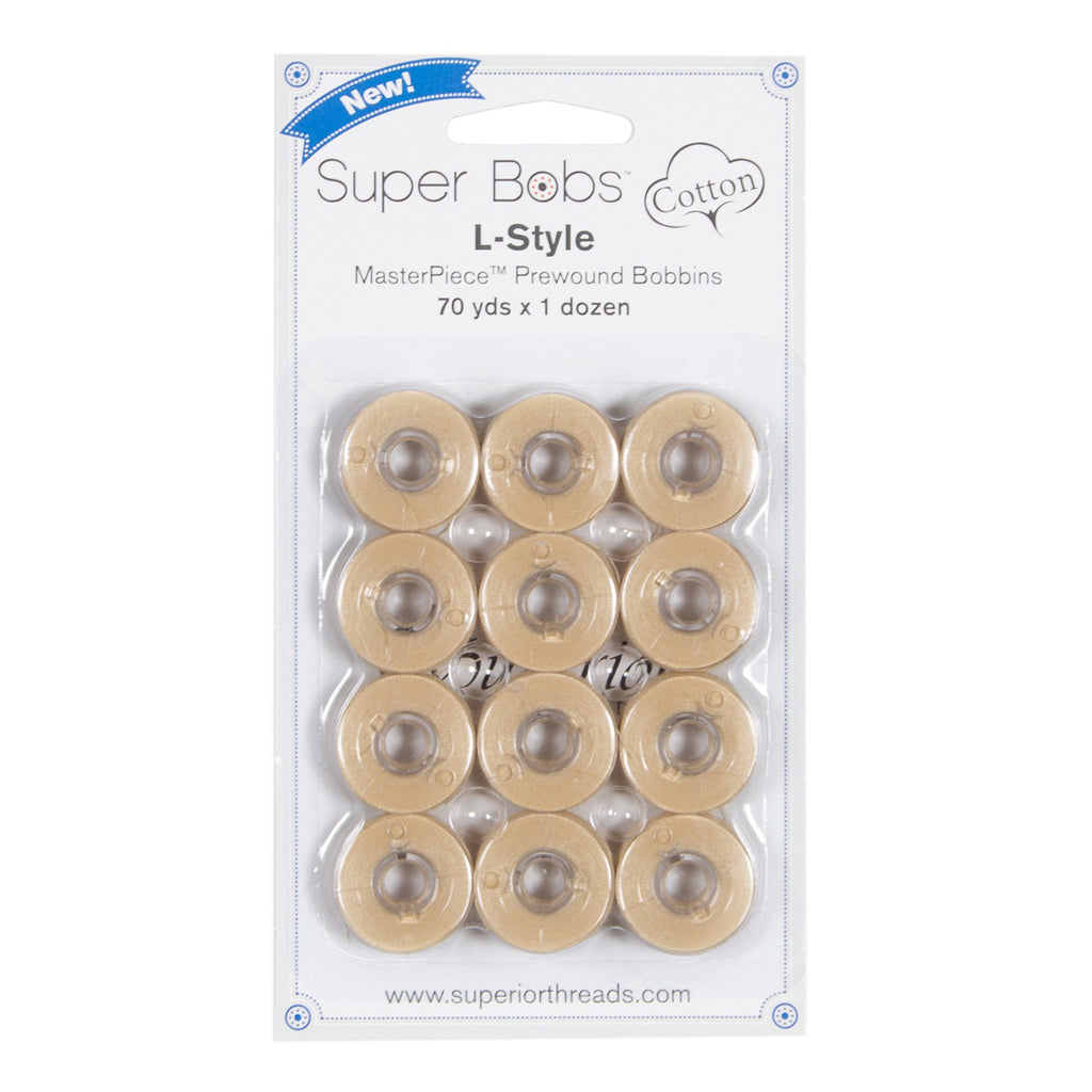 Super Bobs MasterPiece Cotton 70yd Prewound Bobbins 12ct L-Style Ancie ...