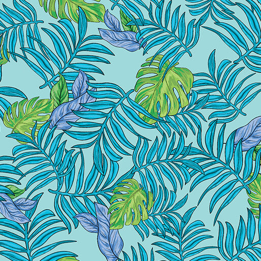 monstera mash BENARTEX - Botanical Radiants by Quilt in a Day - Monstera Mash - Sea Glass