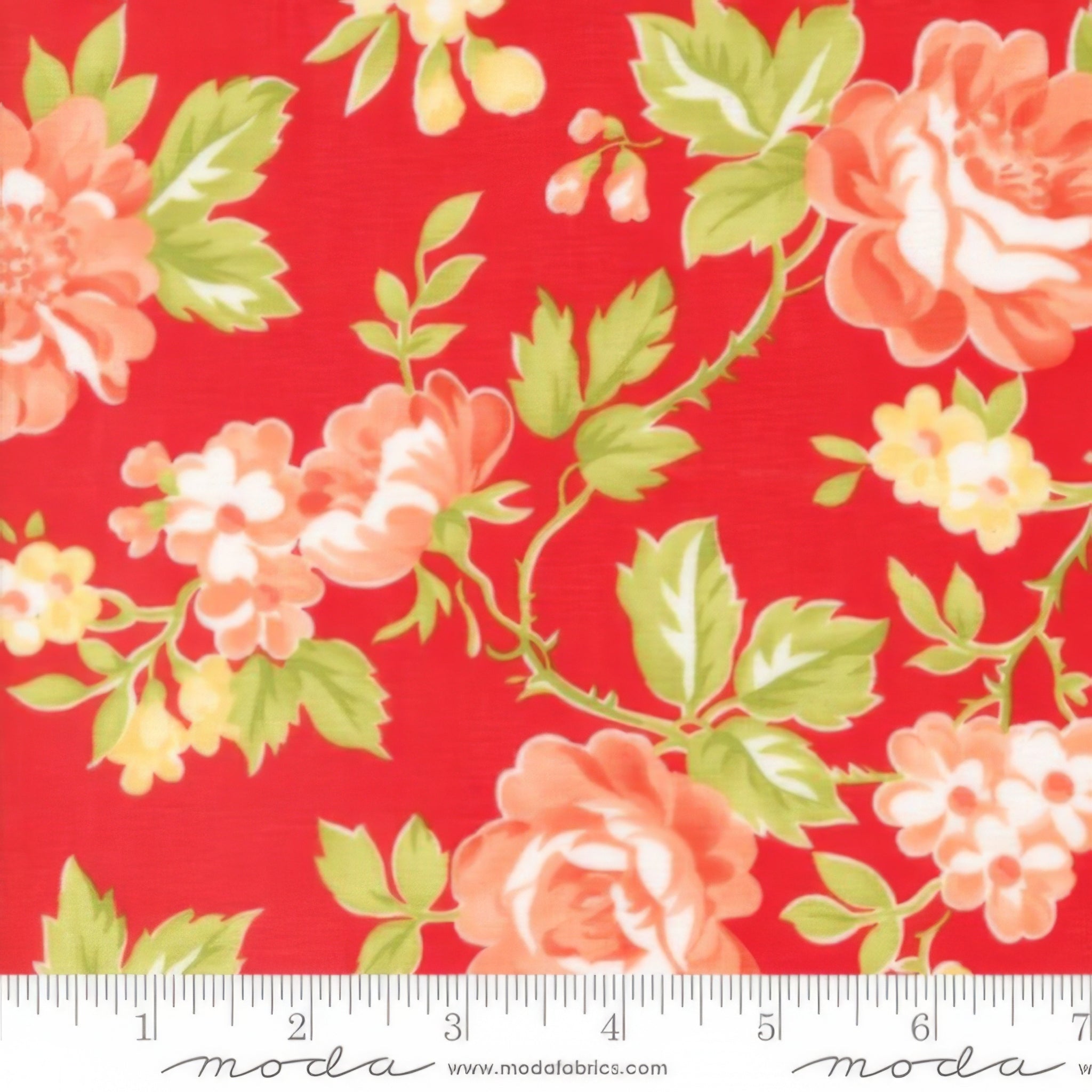 Moda Fabrics - Jelly & Jam by Fig Tree Co - Large Floral - Strawberry ...