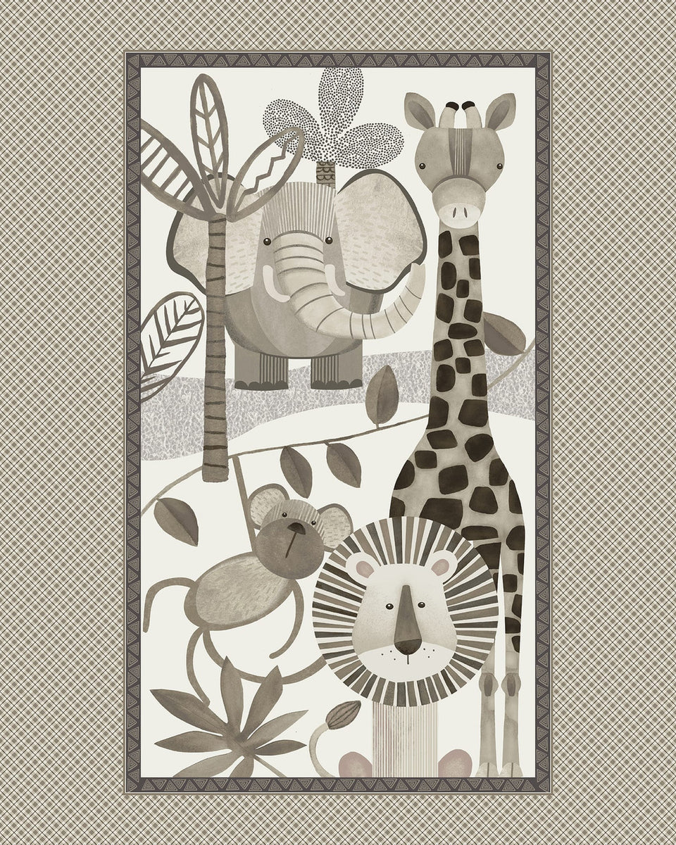 HENRY GLASS - Jungle Romp Minky by Betsey Cavallo - Jungle Panel - Mul ...