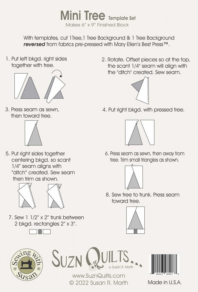 Mini Tree Template Set by Suzn Quilts Quilt in a Day