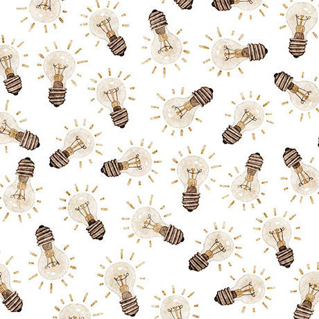 QT FABRICS - Sewbots by Morris Creative Group - Lightbulbs - White ...
