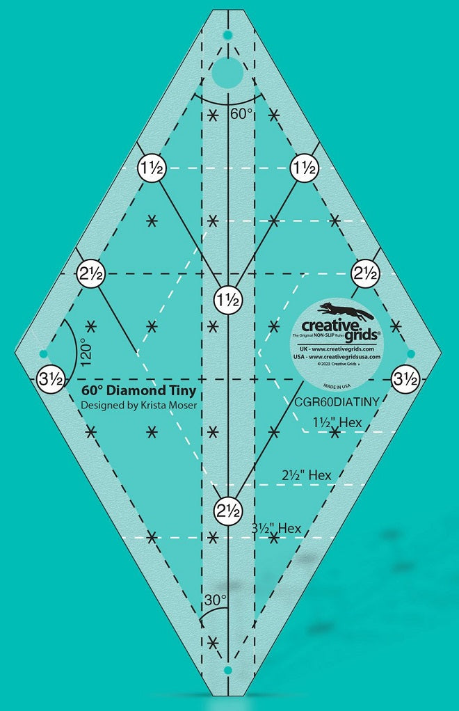 Printable Diamond Ruler Creative Grids 60 Degree TINY Diamond Ruler - CGR60DIATINY – Quilt in a Day