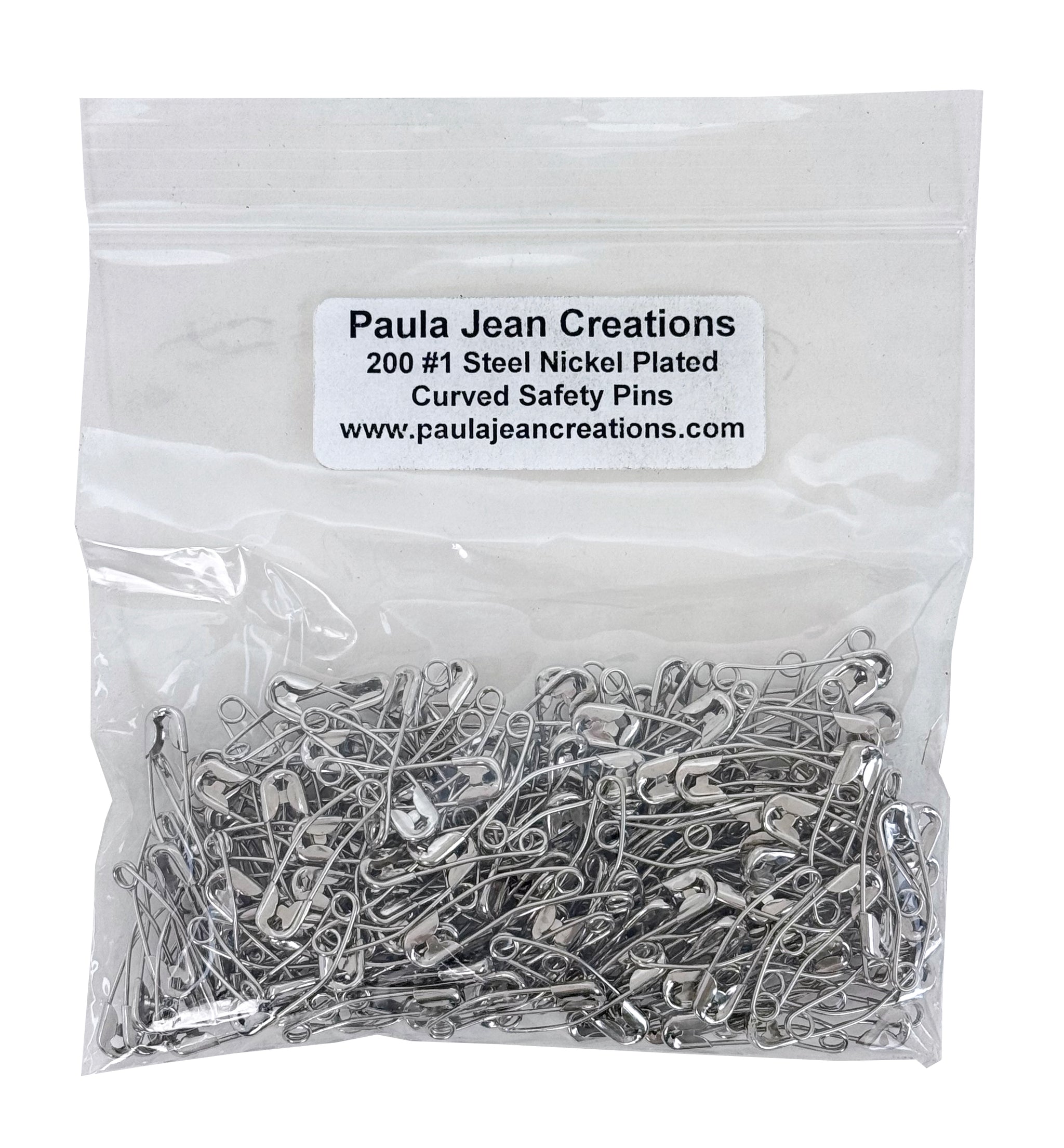 Curved Steel Nickel Plated Safety Pins 200 per bag Size 1 - by