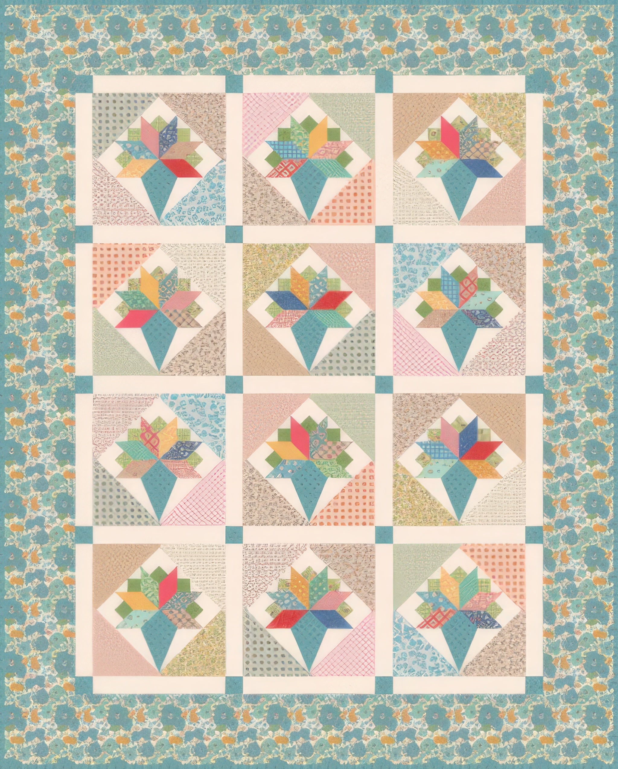 Spring Bouquet Quilt Kit with Pattern & Ruler – Quilt in a Day