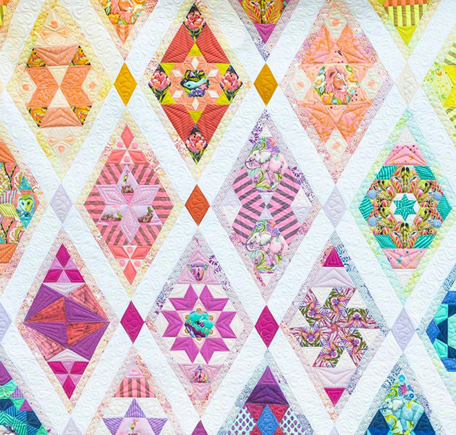 Queen of Diamonds Quilt Pattern Only by Pink Door Fabrics – Quilt in a Day