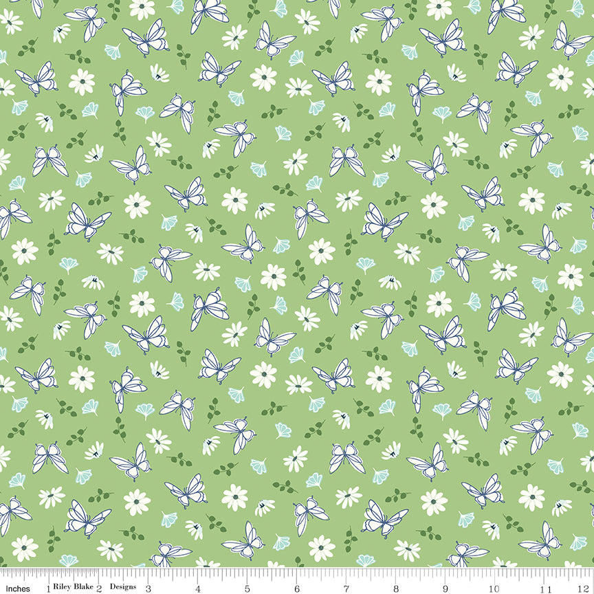 Skinny - SK13672 - 1 yd - RILEY BLAKE - Melody - Flutter Flora - Grass ...