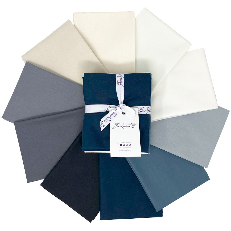 Free Spirit - DE Solids Cloudy Fat Quarter Bundle 10 pcs – Quilt in a Day