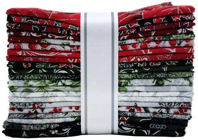 Kaufman - Holiday Flourish - Snow Flower Silver Fat Quarter Bundle