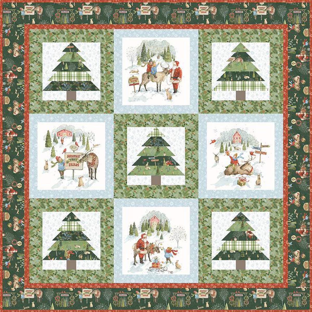 Tree Quilt Kit Riley Blake - Santa's Tree Farm Panel Quilt Kit by – Quilt in a Day