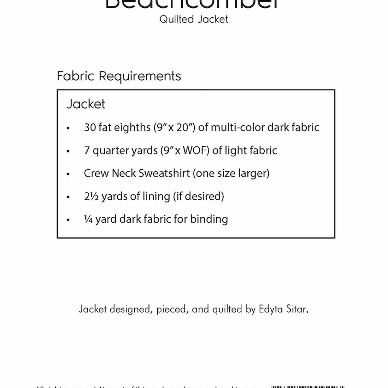 Jacket Pattern by Edyta Sitar Laundry Basket Quilts Quilt