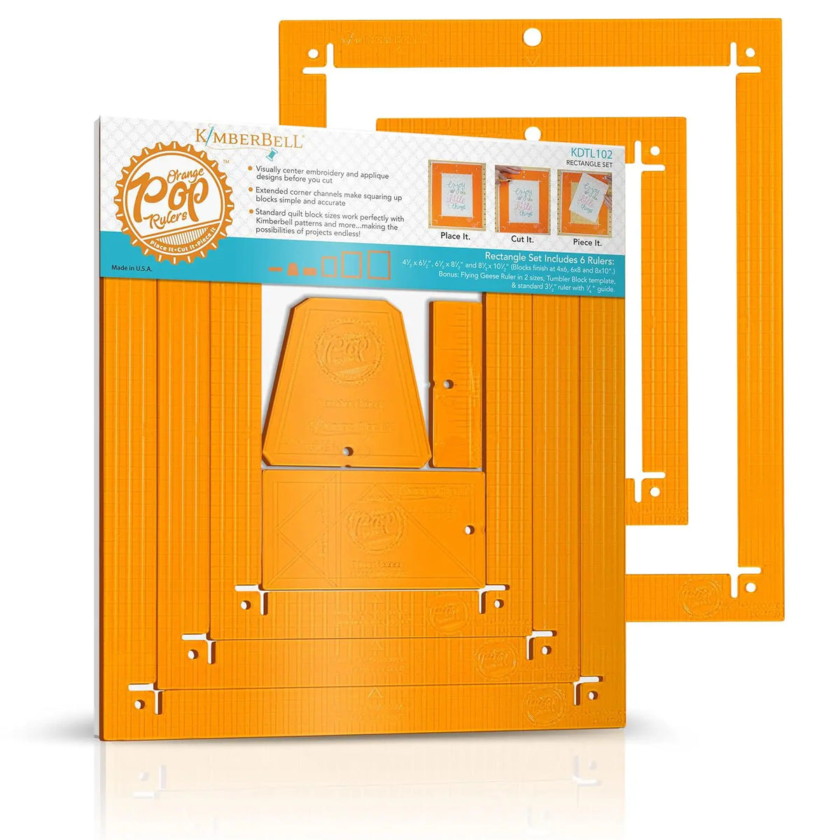 Rectangular Shaped Ruler Orange Pop Rulers Rectangle Set by KimberBell – Quilt in a Day