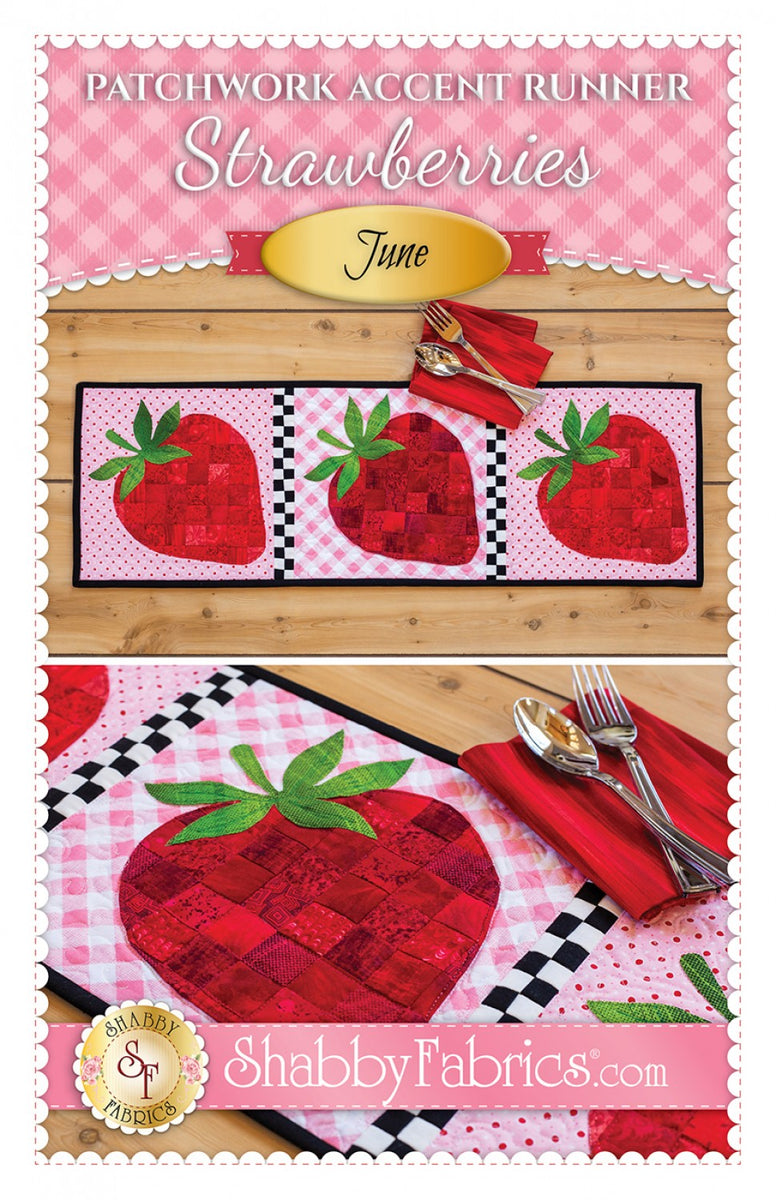Patchwork Accent Runner - Strawberries - June Pattern by Shabby Fabric ...