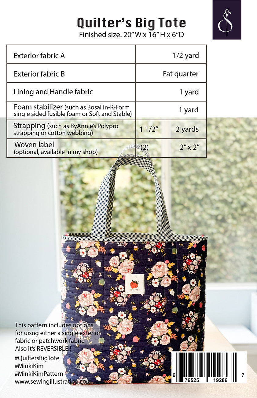 Mini Kim Patterns Quilter's Big Tote Pattern by Minki Kim – Quilt in a Day