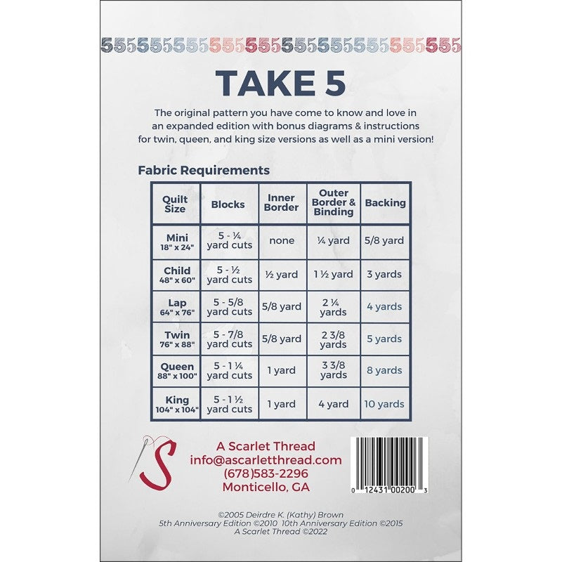Take 5 Quilt Pattern by Deirdre Brown – Quilt in a Day