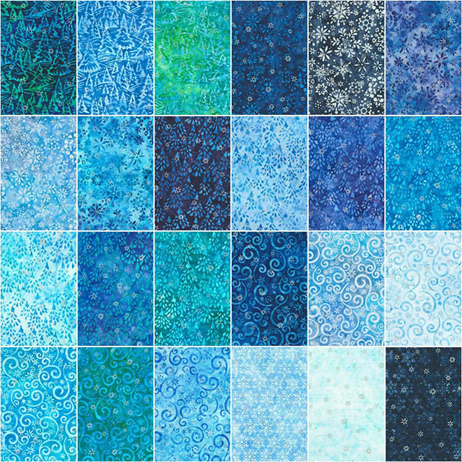 Winter's Grandeur Blue Colorstory 8 popular - Fat Quarter Bundle 13 Pieces - 11 FQs and 2 Panels by Liza Bea Studio for Robert Kaufman Fabrics