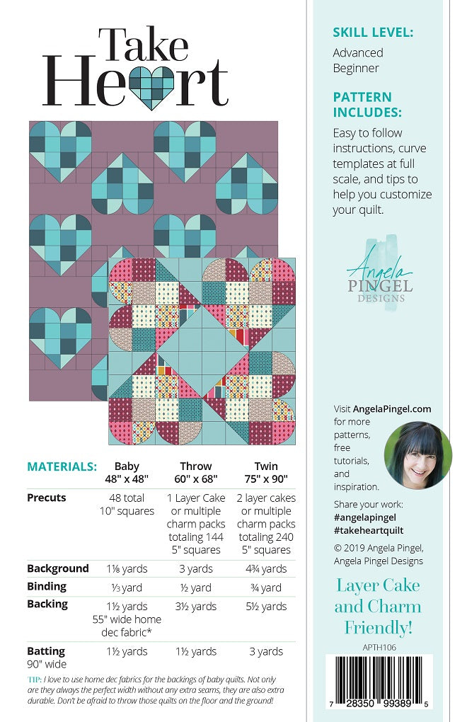 Take Heart Quilt Pattern- Revised Edition 2 by Angela Pingel – Quilt in ...