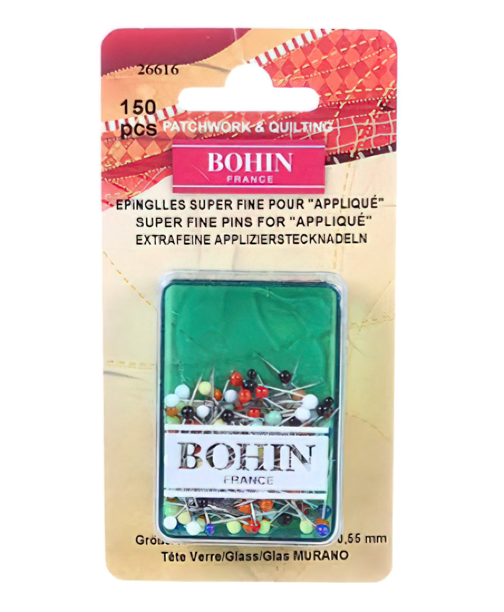 Bohin 150 Super Fine Glass Head Applique Pins Quilt in a Day