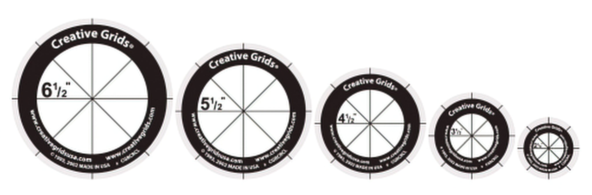 Creative Grids Quilt Ruler Circles (5 Discs with Grips) Quilt Ruler Creative Grids Quilt Ruler Circles (5 Discs with Grips) Quilt Ruler