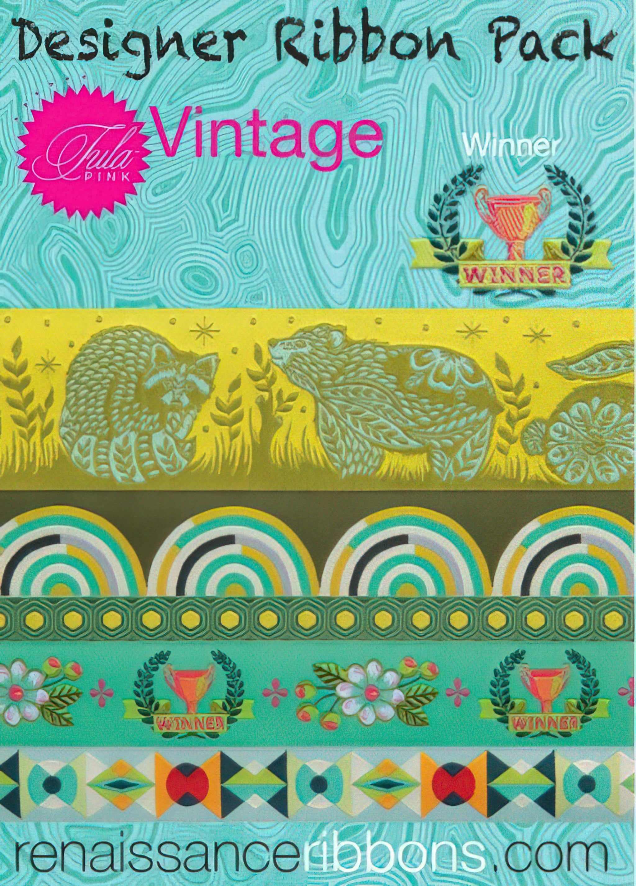 Tula Pink - Vintage Green - Ribbon Designer Pack Tula Pink - Vintage Green - Ribbon Designer Pack