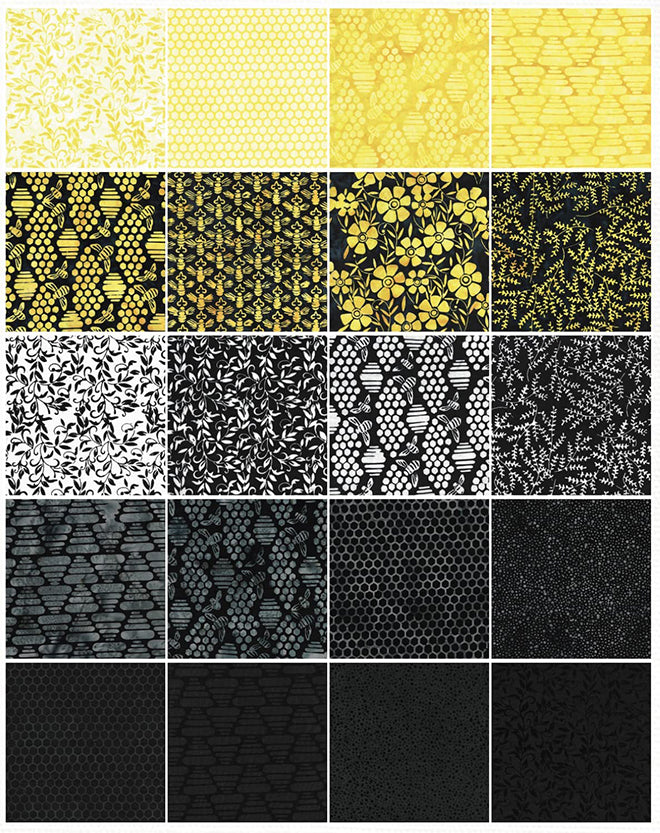 Outlet Beehive Buzz - Fat Quarter 20pc/bundle - By By Island Batiks - Sold By The Bundle - In Stock And Ships Today