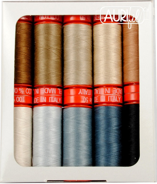 Aurifil - The Perfect Little Box of Neutrals Thread Collection 50wt 10 ...